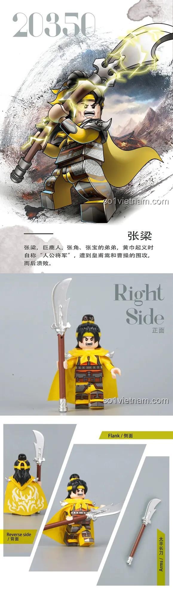 Đồ chơi mô hình Decool 20350 minifigure Trương Lương, lính Khăn Vàng, chi tiết cao, tương thích LEGO®, cho bé trai 6 tuổi
