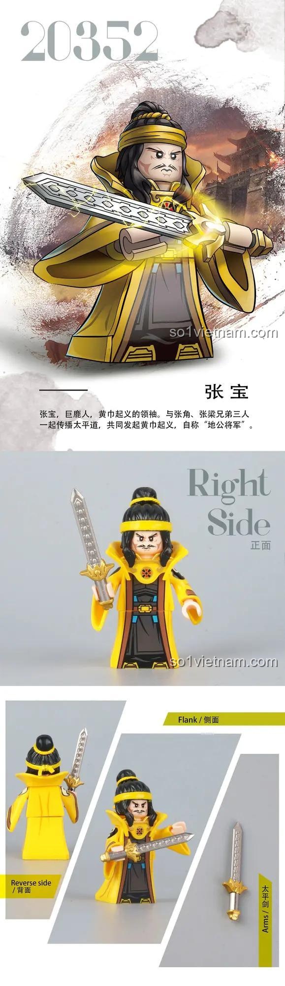Chi tiết đồ chơi mô hình Decool 20352 Minifigure Trương Bảo, Nhân vật Tam Quốc, chất lượng tốt, phù hợp bé trai 6 tuổi