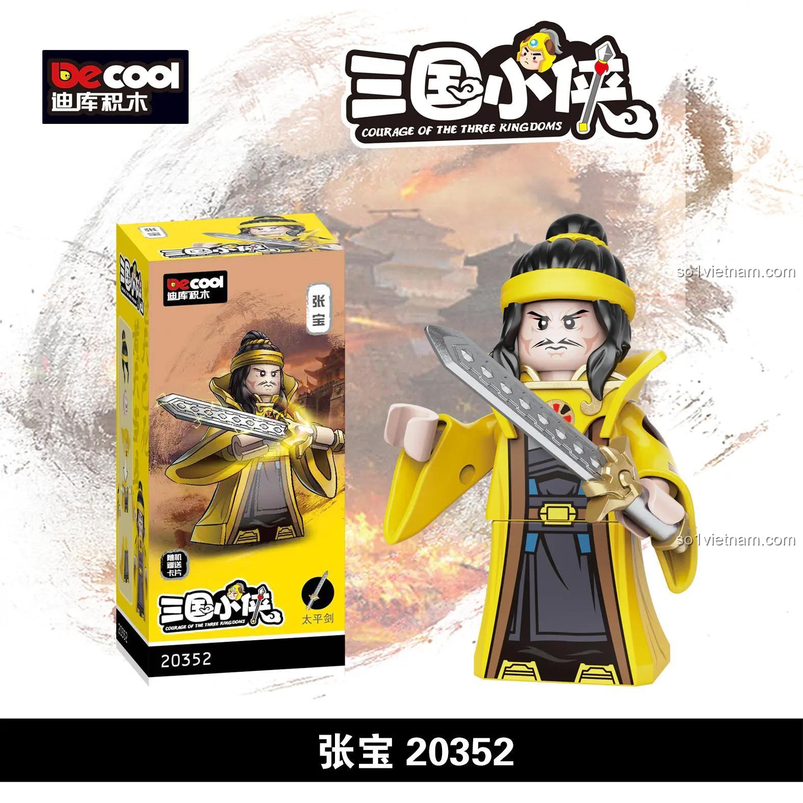 Hộp bộ lắp ghép Decool 20352 Minifigure Trương Bảo, đồ chơi mô hình Nhân vật Tam Quốc, chất lượng cao, giá rẻ cho bé trai 6 tuổi
