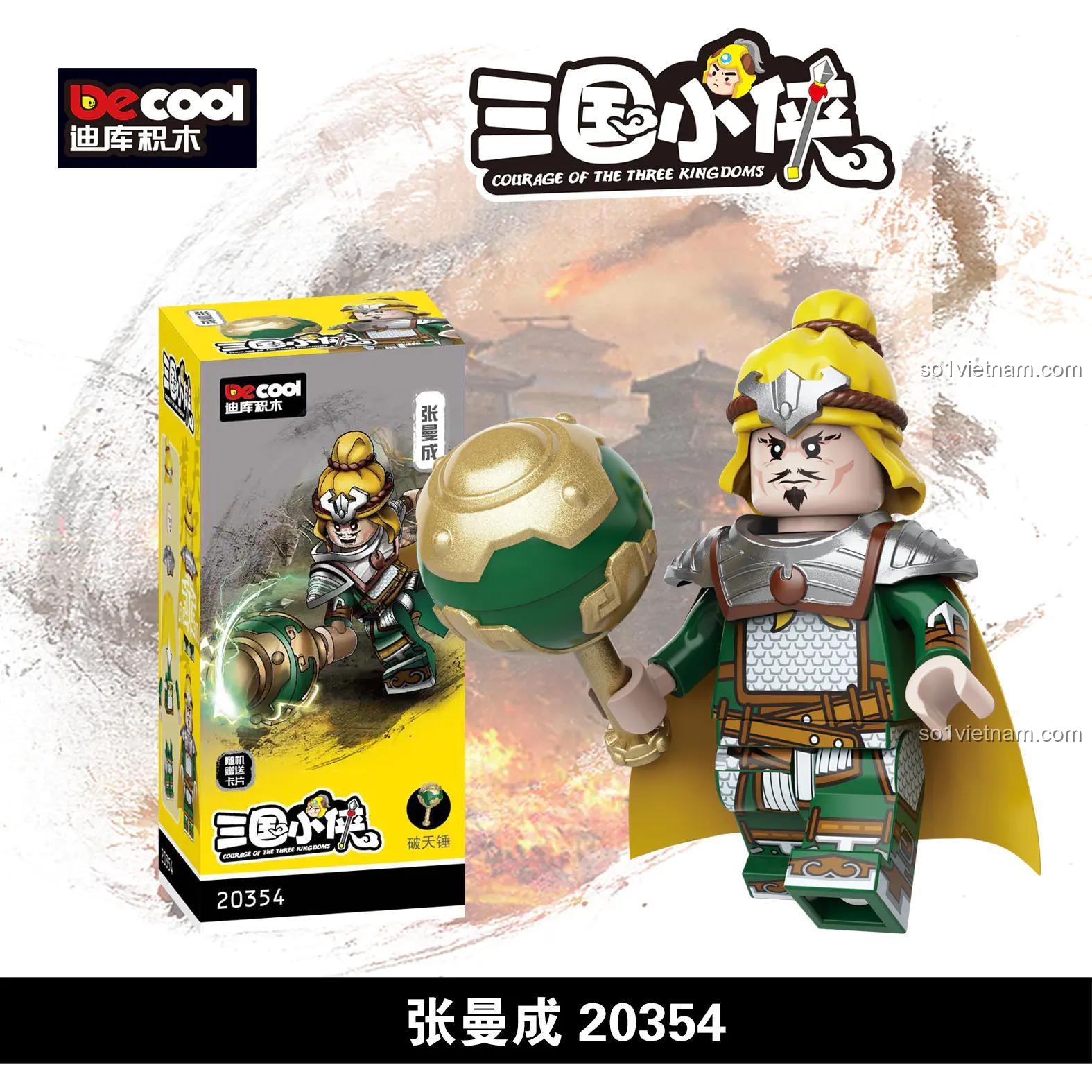 Minifigure Decool 20354 Trương Mạn Thành Tam Quốc, bộ đồ chơi Decool giá tốt cho bé trai 6 tuổi, chi tiết tinh xảo, có hộp sản phẩm.