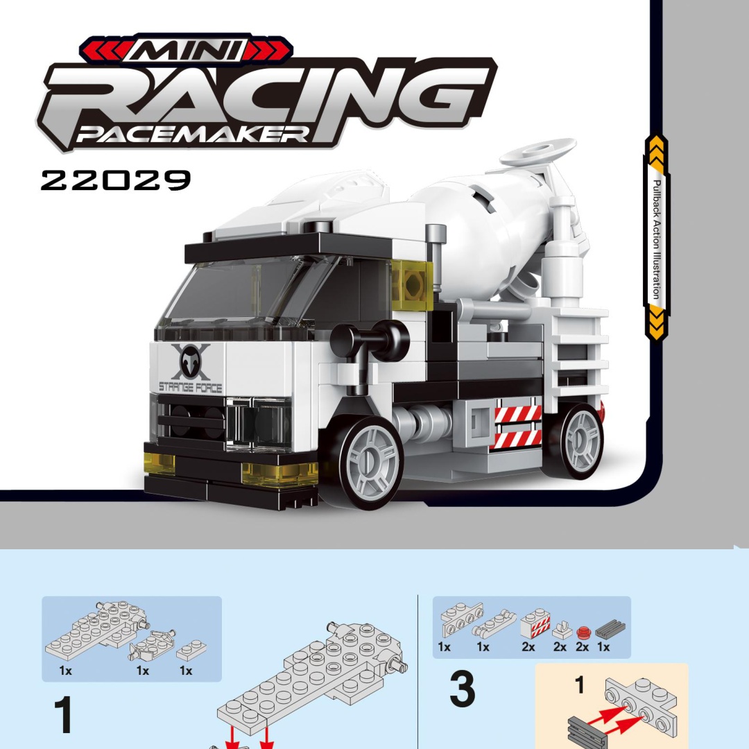 Sách Hướng Dẫn Lắp Ráp DECOOL 22029 Xe Trộn Bê Tông Đua Tốc Độ, Xe Trộn Bê Tông Đua Tốc Độ DECOOL 22029, Hướng Dẫn Lắp Ghép DECOOL 22029 Xe Trộn Bê Tông, Sách DECOOL 29 Xe Công Trình