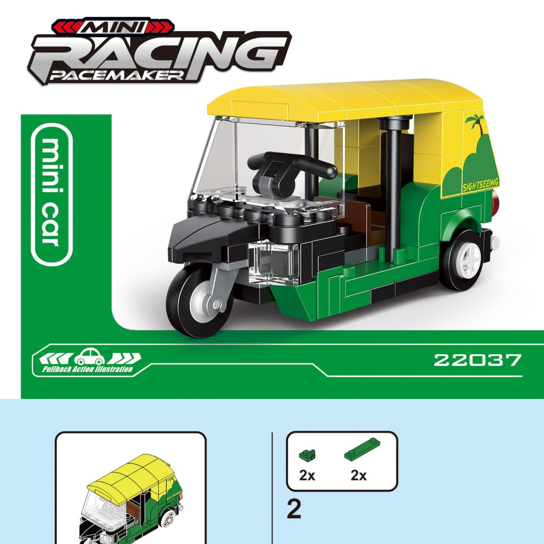 Xe Tuk-tuk Thái Lan Mini Racing PaceMaker DECOOL 22037 Hướng dẫn lắp ráp DECOOL 22037 Xe ba bánh hồi lực