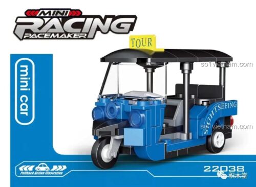 Hộp bộ đồ chơi DECOOL 22038 Xe Tuk Tuk Thái Lan, đồ chơi mô hình DECOOL với tính năng kéo lùi, phù hợp con trai 6 tuổi.