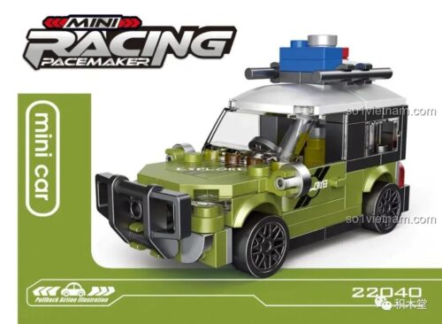 Hộp bộ lắp ghép DECOOL 22040 Xe Đua Mini, đồ chơi lắp ráp cho bé trai 6 tuổi, giá rẻ, có động cơ kéo lùi.