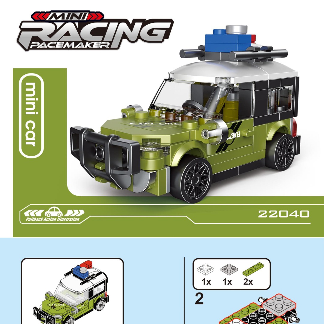 Xe Địa Hình Mini Kéo Lùi DECOOL 22040 Hướng dẫn lắp ghép Mô hình xe đua DECOOL 22040