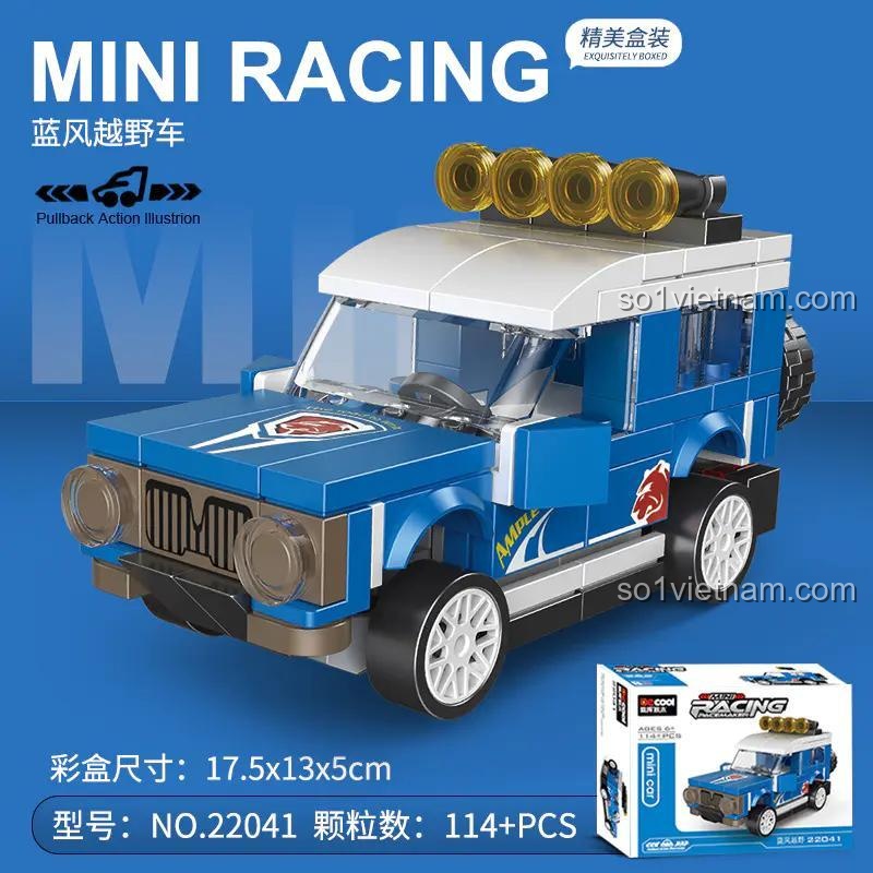 Xe Địa Hình Mini Kéo Lùi Blue Wind DECOOL 22041, đồ chơi lắp ráp 114 chi tiết, động cơ kéo lùi, quà tặng bé trai 6 tuổi