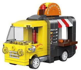 đồ chơi mô hình Xe Tải Bán Đồ Ăn Di Động Decool 22046, mô hình xe food truck với mái che bên hông, phù hợp bé trai 8 tuổi, tiết kiệm.