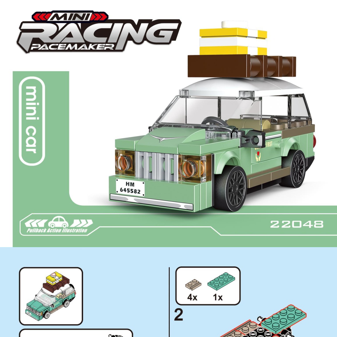 Sách Hướng Dẫn Lắp Ráp DECOOL 22048 Xe Du Lịch Mini Kéo Lùi - Hướng dẫn DECOOL 22048 Xe Đua Mini