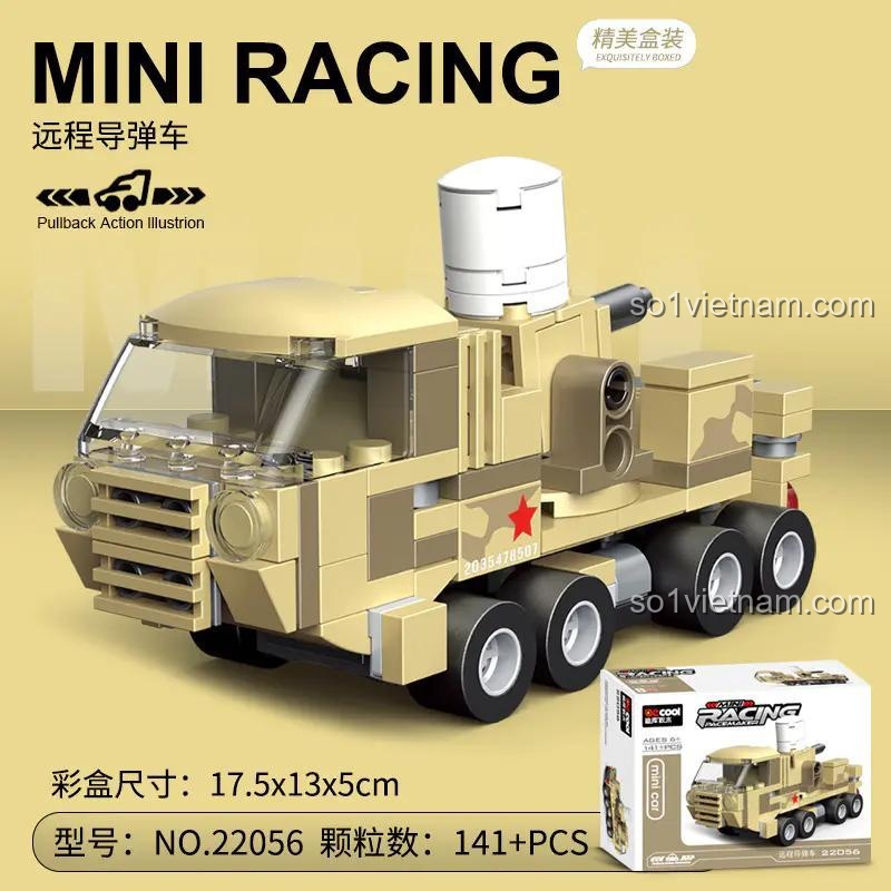 Hộp đồ chơi xây dựng 22056 Xe Tải Tên Lửa DECOOL, đồ chơi lắp ghép cho bé trai 6 tuổi, giá rẻ