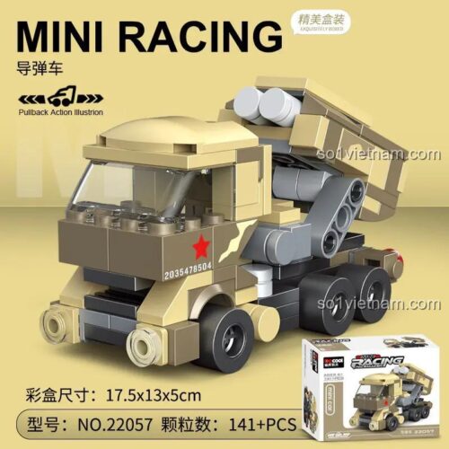 Bộ đồ chơi DECOOL 22057 Xe Tải Phóng Tên Lửa Mini giá tốt cho con trai 6 tuổi, mô hình quân sự thu nhỏ.