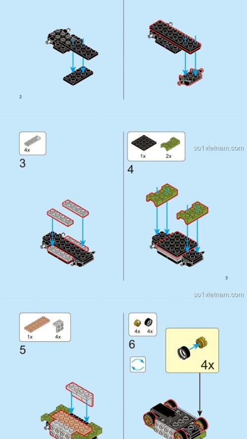 Sách Hướng Dẫn Lắp Ráp Decool 22065 Xe Tăng Quân Sự Mini PDF Gốc Chất Lượng Cao