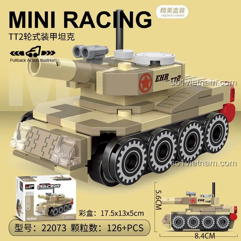 Bộ lắp ghép Xe Tăng Mini Kéo Lùi Decool 22073 chất lượng cao, đồ chơi mô hình cho bé trai 6 tuổi giá tốt, kích thích tư duy sáng tạo.