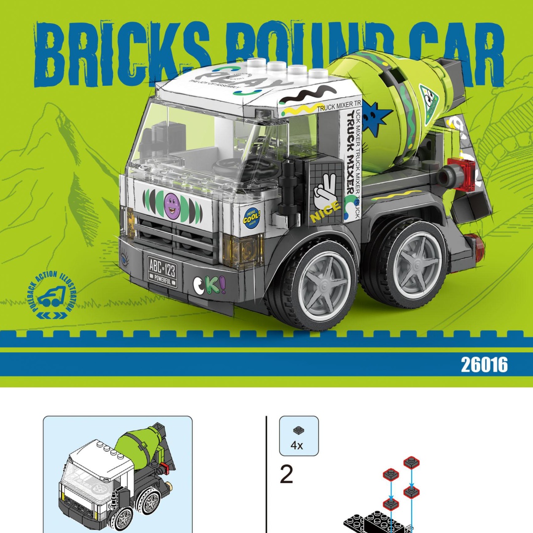 Hướng dẫn lắp ráp Decool 26016 Mô hình Xe Trộn Bê Tông sách hướng dẫn Decool 26016 Xe Bồn Trộn Bê Tông