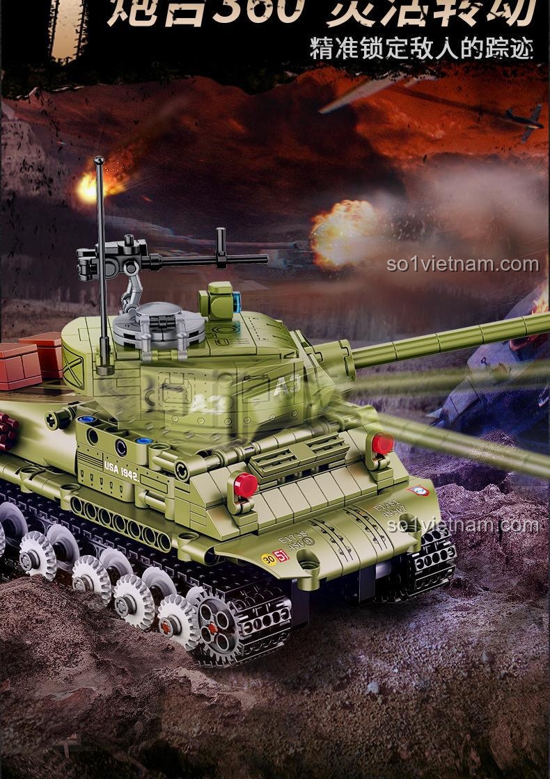 Tính năng tháp pháo xoay 360 độ của bộ lắp ráp Xe tăng Sherman điều khiển từ xa, khóa chặt mục tiêu.