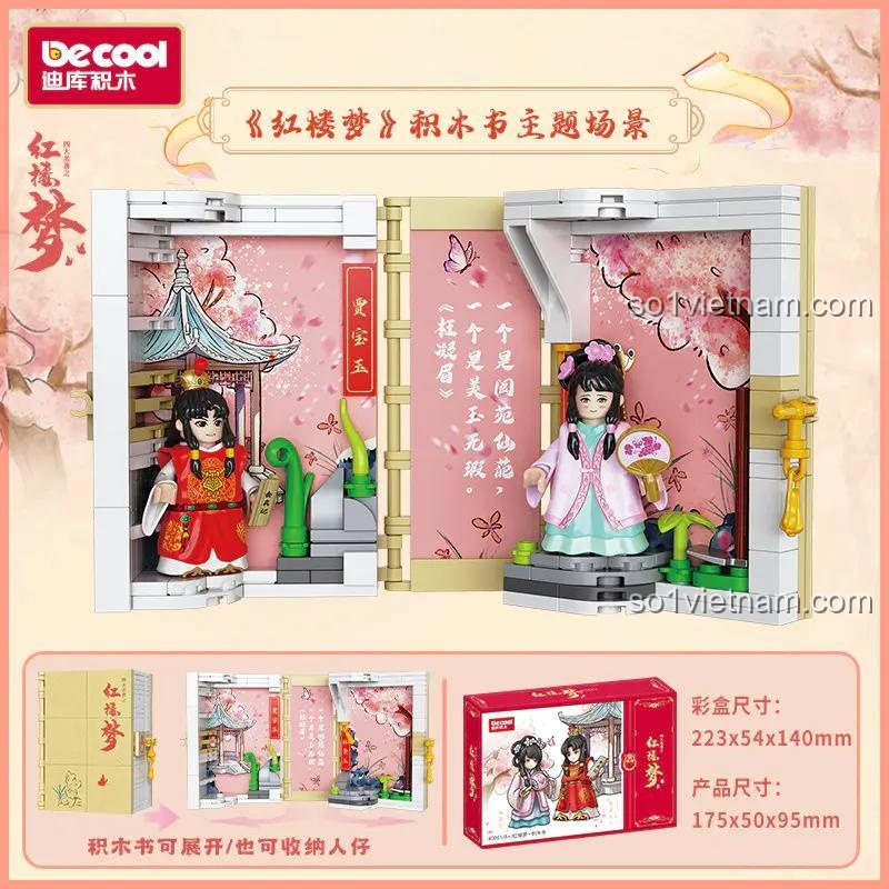 Đồ chơi mô hình Hồng Lâu Mộng Decool 40001 mở ra cảnh quan, kích thước chi tiết, đồ chơi xếp hình cho bé gái 8 tuổi.