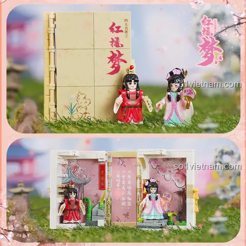 Mô hình Sách Hồng Lâu Mộng 40001 Decool, trưng bày đẹp mắt, đồ chơi mô hình chất lượng cao, giá tốt cho con gái 8 tuổi.