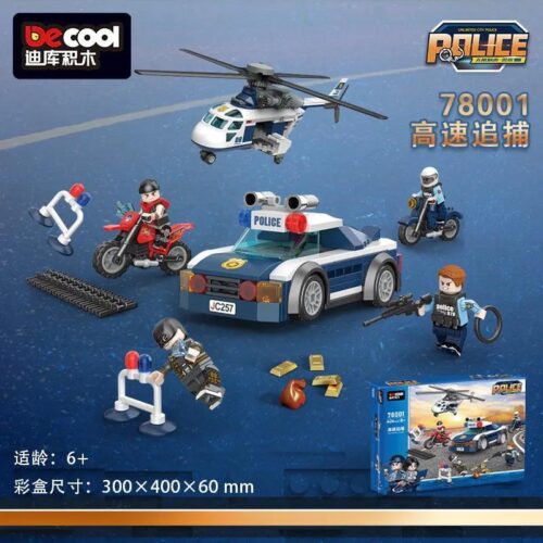 bộ lắp ghép Decool 78001 Xe cảnh sát, Trực thăng cảnh sát, Xe mô tô cảnh sát, Đội cảnh sát truy đuổi, Cảnh sát bắt cướp cho bé trai 6 tuổi giá tốt