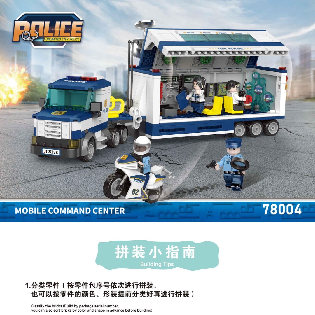 Trung tâm chỉ huy di động Decool 78004 - Sách Decool 78004 Trung tâm chỉ huy di động, Hướng dẫn Decool 78004 Đội đặc nhiệm cảnh sát di động