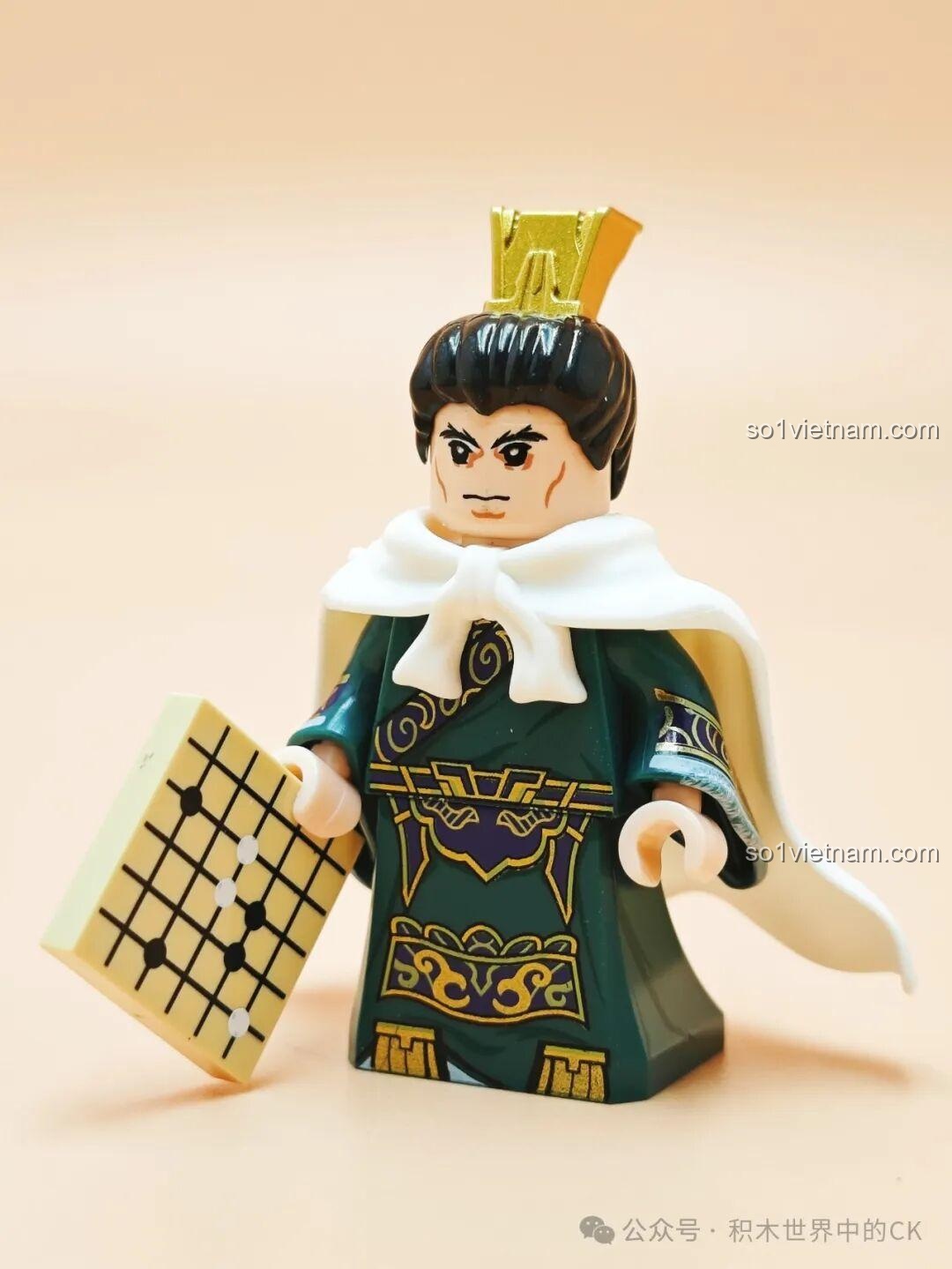 Mặt sau minifigure Mã Lương Decool 20368, hiển thị áo choàng trắng. Review Decool Minifigure Tam Quốc.