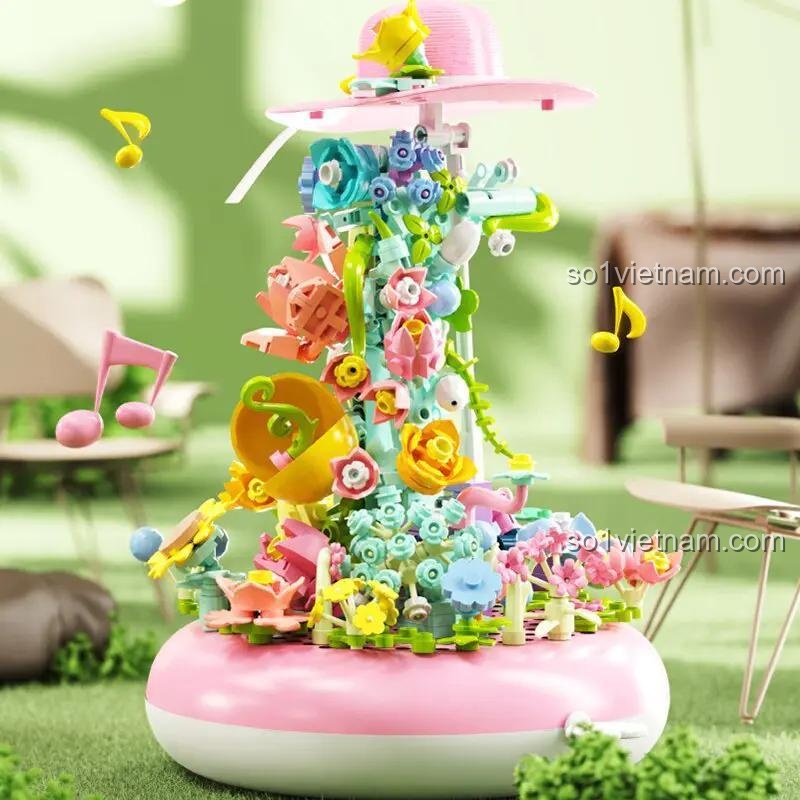 Bộ lắp ghép得客创想 DK 7003 Phong Hoa Chính Mậu Lạc Thần, mô hình hoa trong không gian vườn, đồ chơi giáo dục cho bé gái