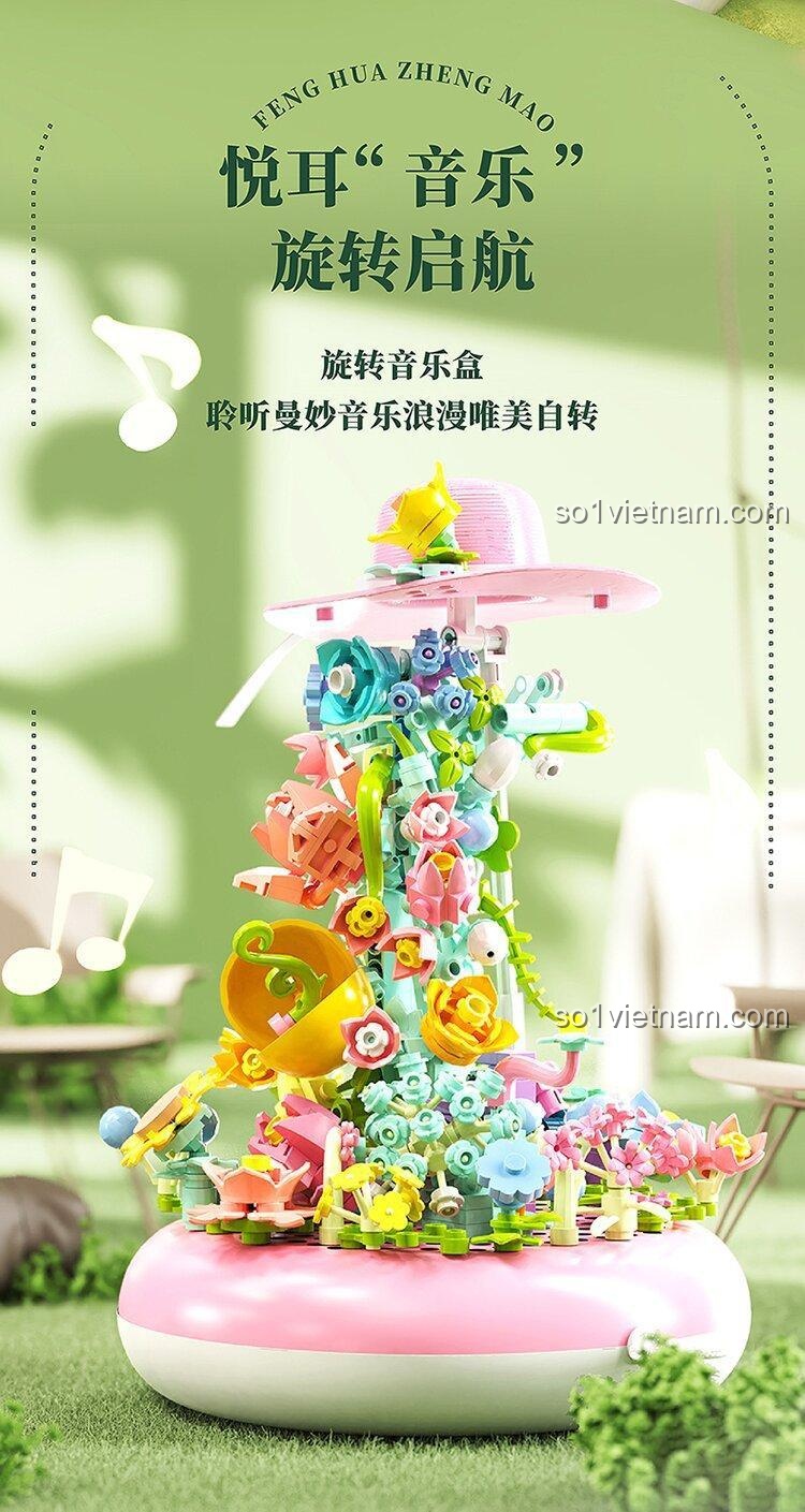 Bộ lắp ghép得客创想 DK 7003 Phong Hoa Chính Mậu Lạc Thần, mô hình hoa với các họa tiết đẹp, đồ chơi giáo dục cho bé gái