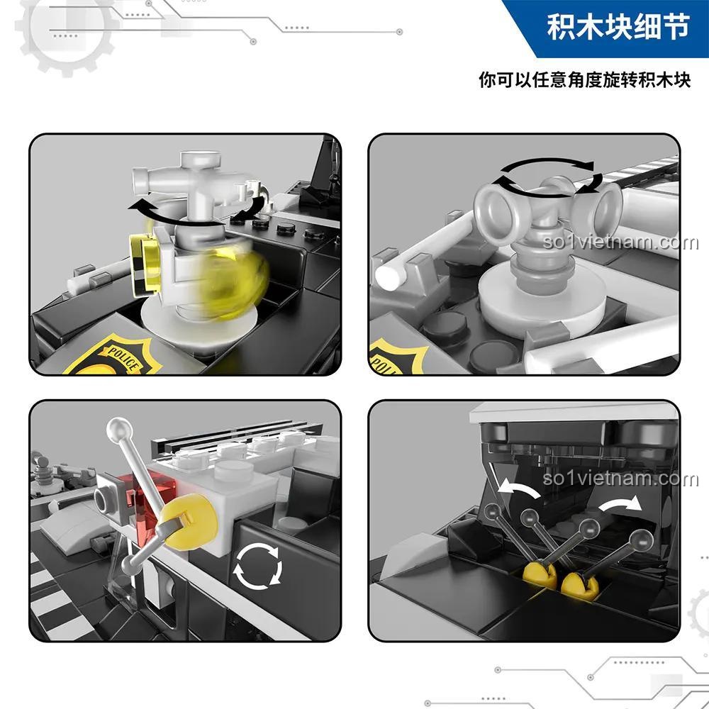 Chi tiết Lắp Ráp Thuyền Cảnh Sát Điều Khiển Từ Xa DIY V103, Mô Hình Tàu Cảnh Sát, Đồ Chơi Điều Khiển Từ Xa, Bộ Lắp Ghép Tàu Cảnh Sát, 162 Mảnh, Độ tuổi 14+