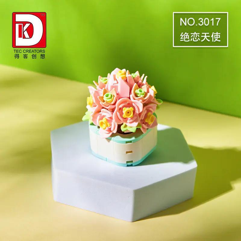 Bộ lắp ghép Chậu hoa Thiên Sứ Tình Yêu DK 3017, mô hình hoa trang trí cho bé gái 8 tuổi, giá rẻ.