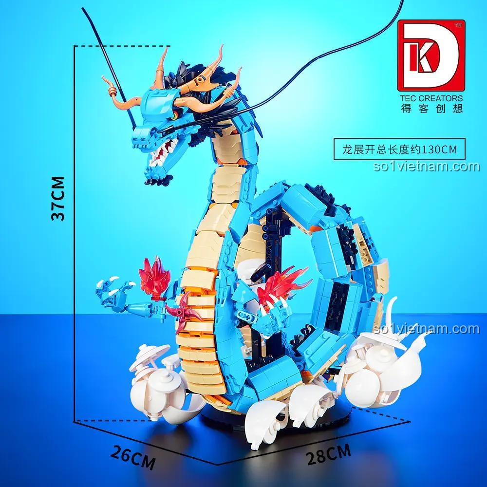 ảnh kích thước mô hình Rồng Xanh Kaido DK 5011, chiều cao 37cm, đồ chơi mô hình cho bé trai 8 tuổi, giá tốt