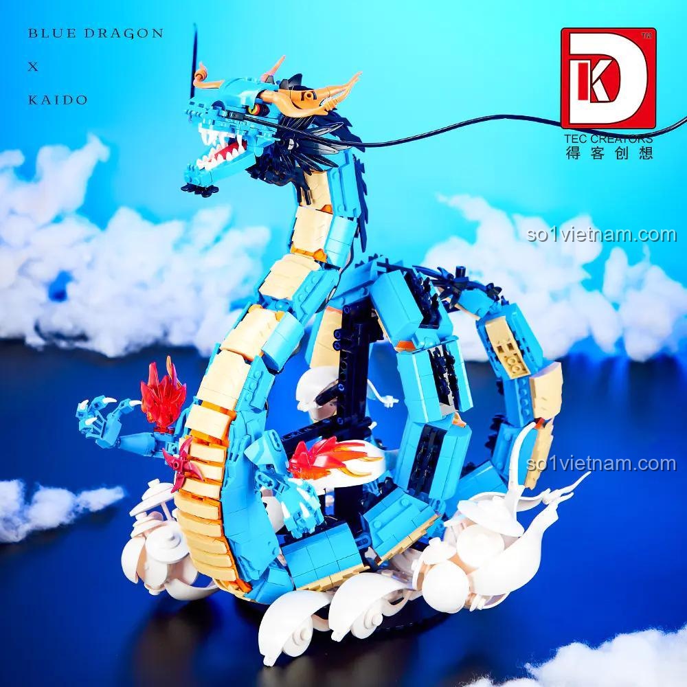 bộ xếp hình Rồng Xanh Kaido DK 5011, mô hình Rồng Kaido trong One Piece, đồ chơi lắp ghép cho bé trai 8 tuổi, giá rẻ