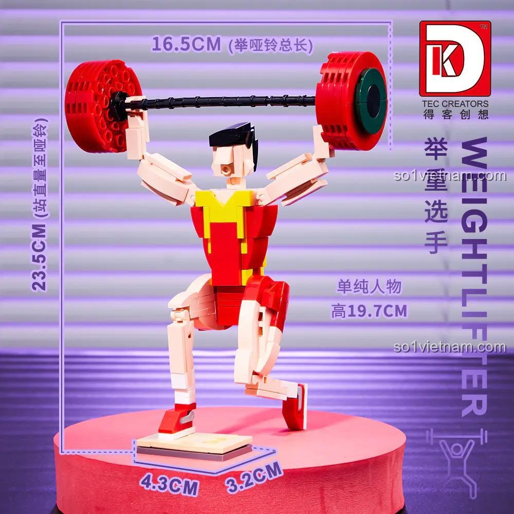 Đồ chơi lắp ghép 22, Vận động viên cử tạ 5022, kích thước chi tiết cho bé 6 tuổi