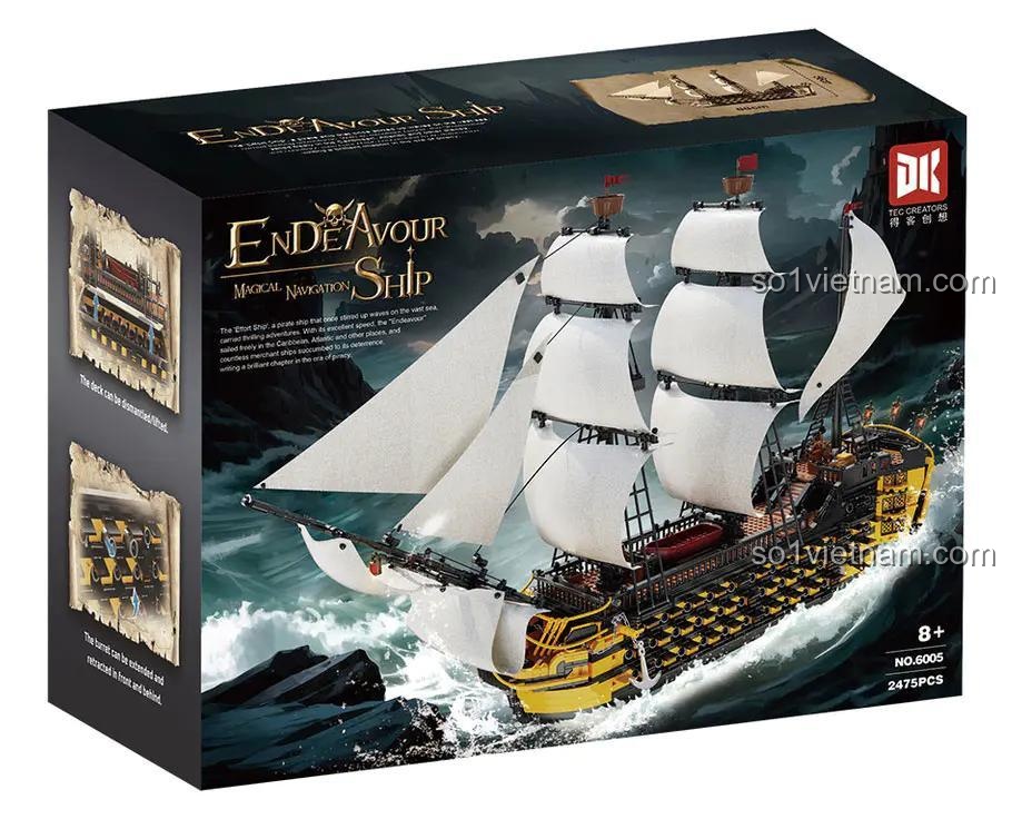 Hộp đồ chơi lắp ráp DK 6005 Tàu Cướp Biển Caribe, 2475 chi tiết, chất lượng cao, phù hợp bé trai 8 tuổi.