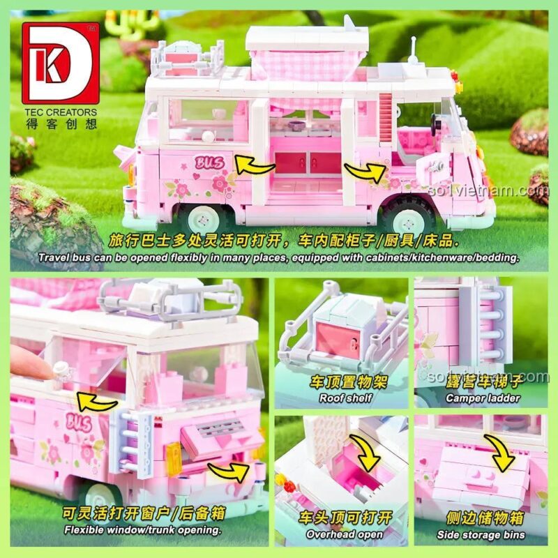 Xe buýt du lịch Barbie DK 6017, đồ chơi lắp ráp cho bé gái 8 tuổi, giá tốt.
