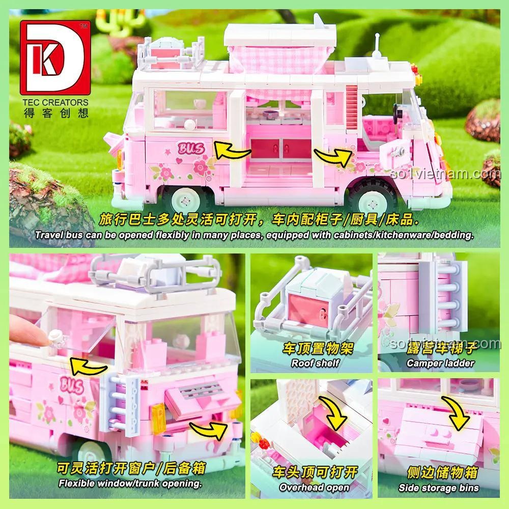 Xe buýt du lịch Barbie DK 6017, đồ chơi lắp ráp cho bé gái 8 tuổi, giá tốt.