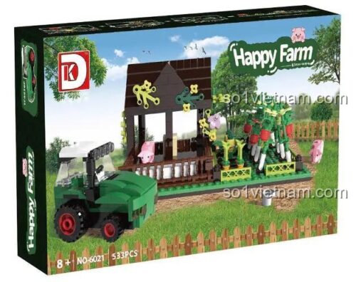 Hộp sản phẩm bộ lắp ghép trang trại vui vẻ DK 6021, đồ chơi giáo dục cho bé 8 tuổi
