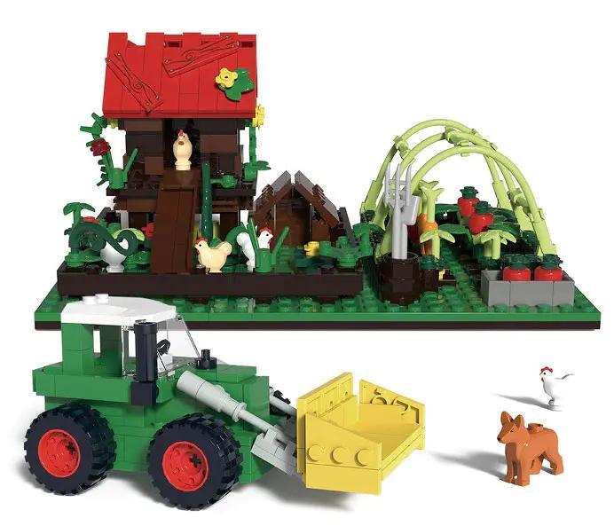 Mô hình bộ lắp ghép trang trại DK 6022 với nhà gà, máy xúc, nhà kính và động vật
