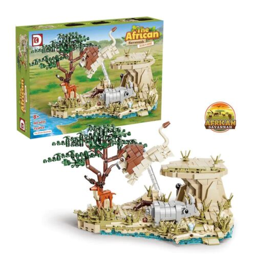 Hộp sản phẩm DK 6025 Rừng Nhiệt Đới Savanna với hình ảnh mô hình động vật châu Phi, 755 mảnh ghép, độ tuổi 8+
