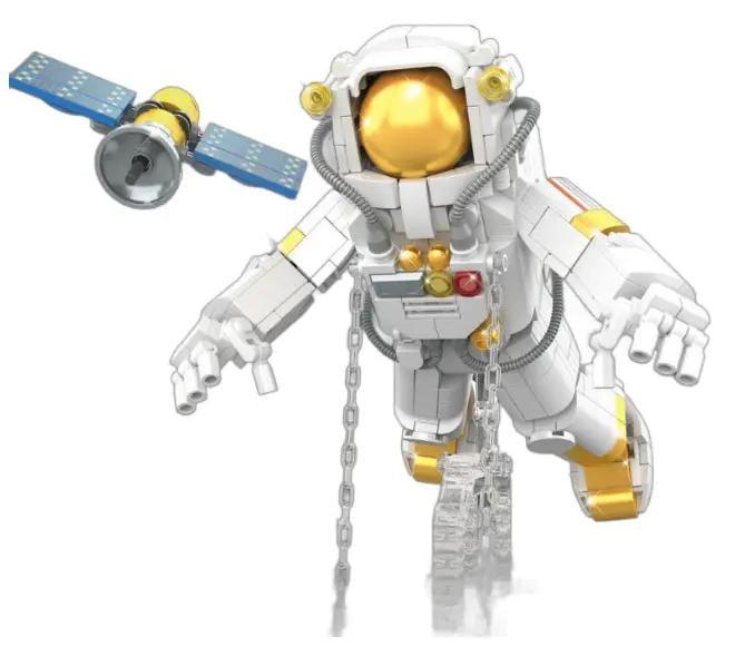 Bộ lắp ghép DK 7009 Phi hành gia vũ trụ, 875 mảnh, màu trắng vàng, đồ chơi sáng tạo cho bé 8 tuổi