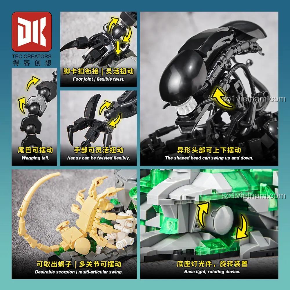 Chi tiết khớp nối của mô hình Alien Monsters DK 7048, đồ chơi lắp ghép cho bé 8 tuổi