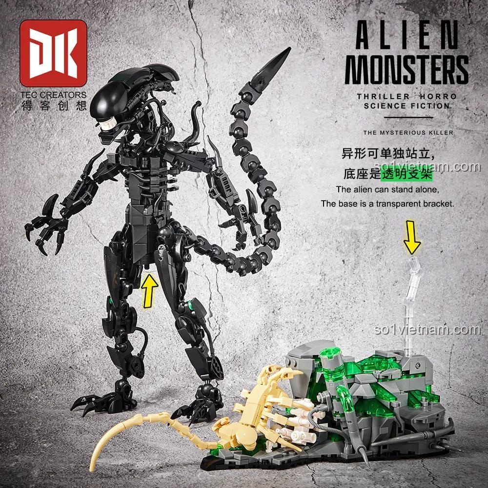 Mô hình Alien Monsters DK 7048 đứng độc lập với đế trong suốt, đồ chơi lắp ghép cho bé 8 tuổi