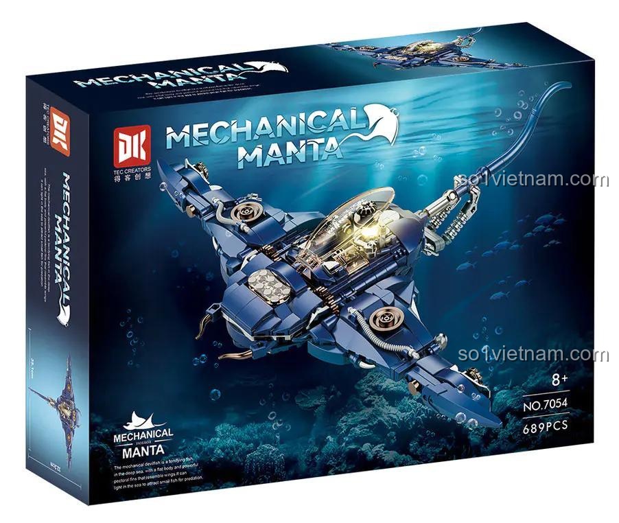 hộp đồ chơi mô hình DK 7054 Cá Đuối Cơ Khí, bộ lắp ghép có đèn LED, đồ chơi cho bé trai 8 tuổi, giá rẻ