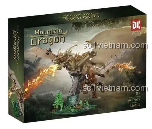 Vỏ hộp bộ xếp hình Rồng trong Harry Potter DK 7055, 886 chi tiết, chất lượng cao.