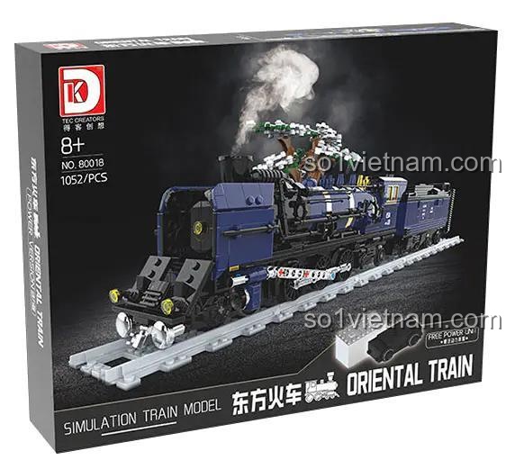 bộ lắp ghép Tàu Hỏa Phương Đông DK 80018, đồ chơi mô hình tàu hỏa cổ điển, phù hợp cho con trai 8 tuổi, giá tốt