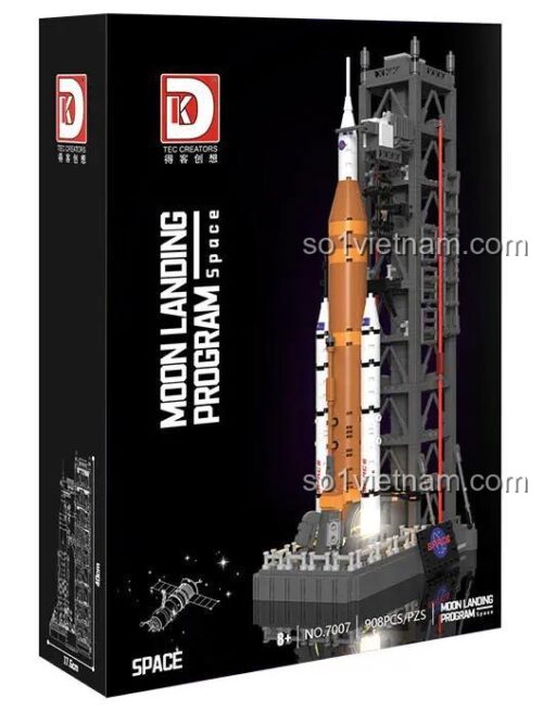Hộp sản phẩm đồ chơi mô hình Bệ phóng tên lửa 7007 của DK Creators, gồm 908 chi tiết, món quà sáng tạo cho con trai.
