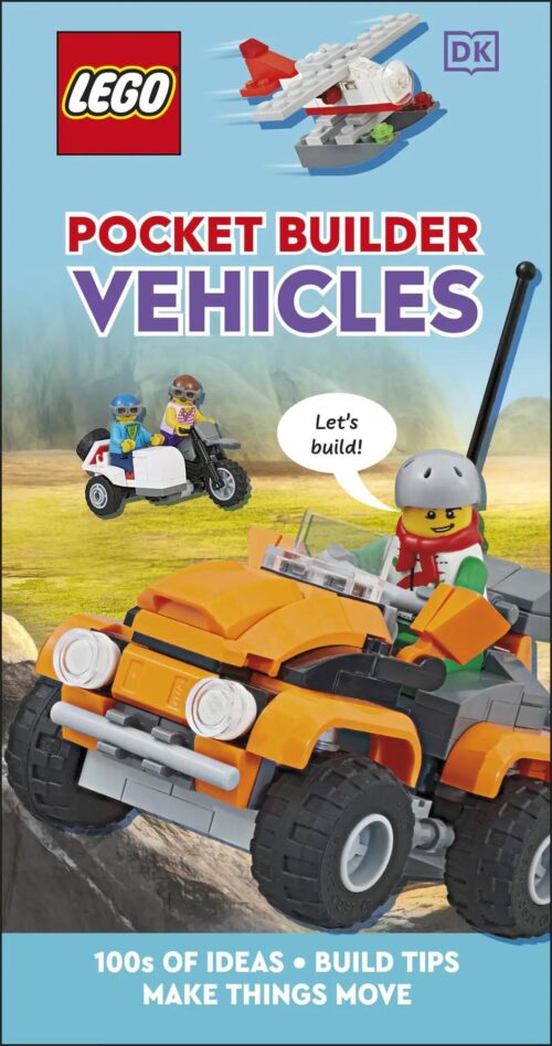 Sách hướng dẫn lắp ráp phương tiện DK Pocket Builder Vehicles giá rẻ cho bé 8 tuổi, kích thích sáng tạo với 100+ ý tưởng lắp ráp xe cộ