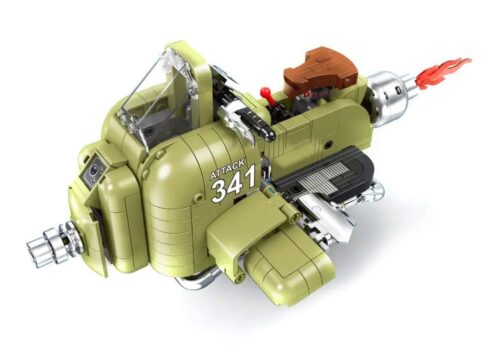 Mô hình xe bay tấn công Dragon JD005 màu xanh lá, chi tiết tinh xảo, có động cơ và cánh