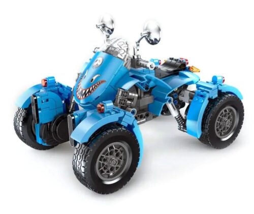 Mô hình xe máy 4 bánh Dragon JD007 màu xanh dương, 642 chi tiết, đồ chơi lắp ghép cho bé 6 tuổi