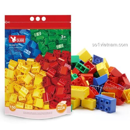 Bộ lắp ghép DUBIE 096-1A dành cho bé mới bắt đầu với các khối màu đỏ, vàng, xanh dương, xanh lá