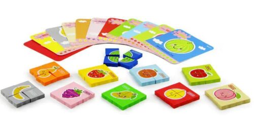 Bộ xếp hình trái cây DUBIE 211 tổng hợp các loại trái cây và thẻ học