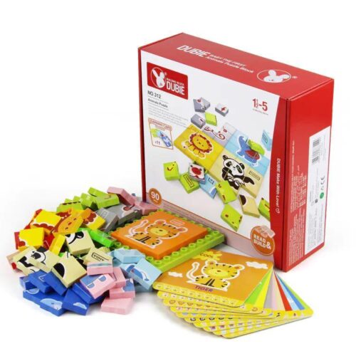 Bộ đồ chơi lắp ghép động vật DUBIE 312 cho bé 1-5 tuổi, bao gồm 90 chi tiết và thẻ học tập