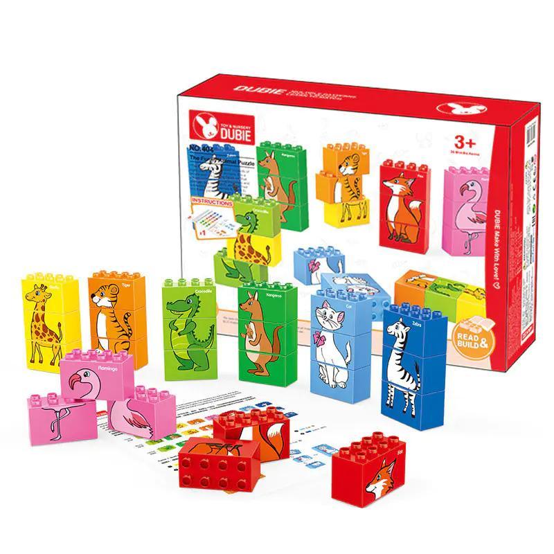 Hộp sản phẩm DUBIE 404 Bộ Lắp Ghép Động Vật Vui Nhộn với các con vật ngộ nghĩnh, 24 mảnh ghép, độ tuổi 3+